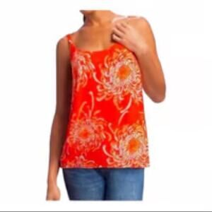 Cabi Orange Floral Sleeveless Tank Top XS Lightweight Summer Spring Y2K Resort